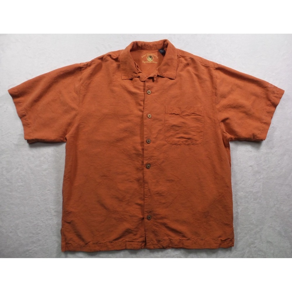 Eagle Dry Goods Shirt Mens Size M Orange Button Up Signature Short Sleeve Silk